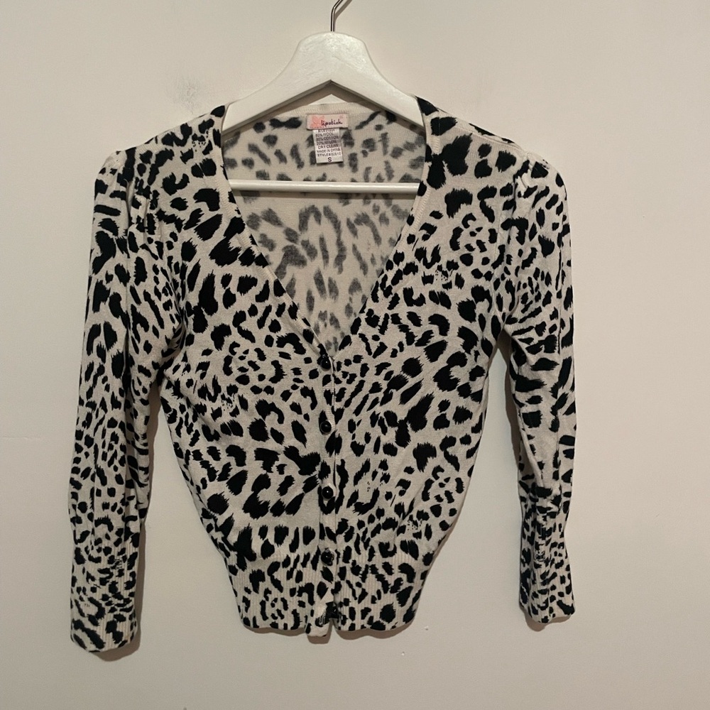 Lipstick Y2K animal print wool blend Soft Knit cardigan‎